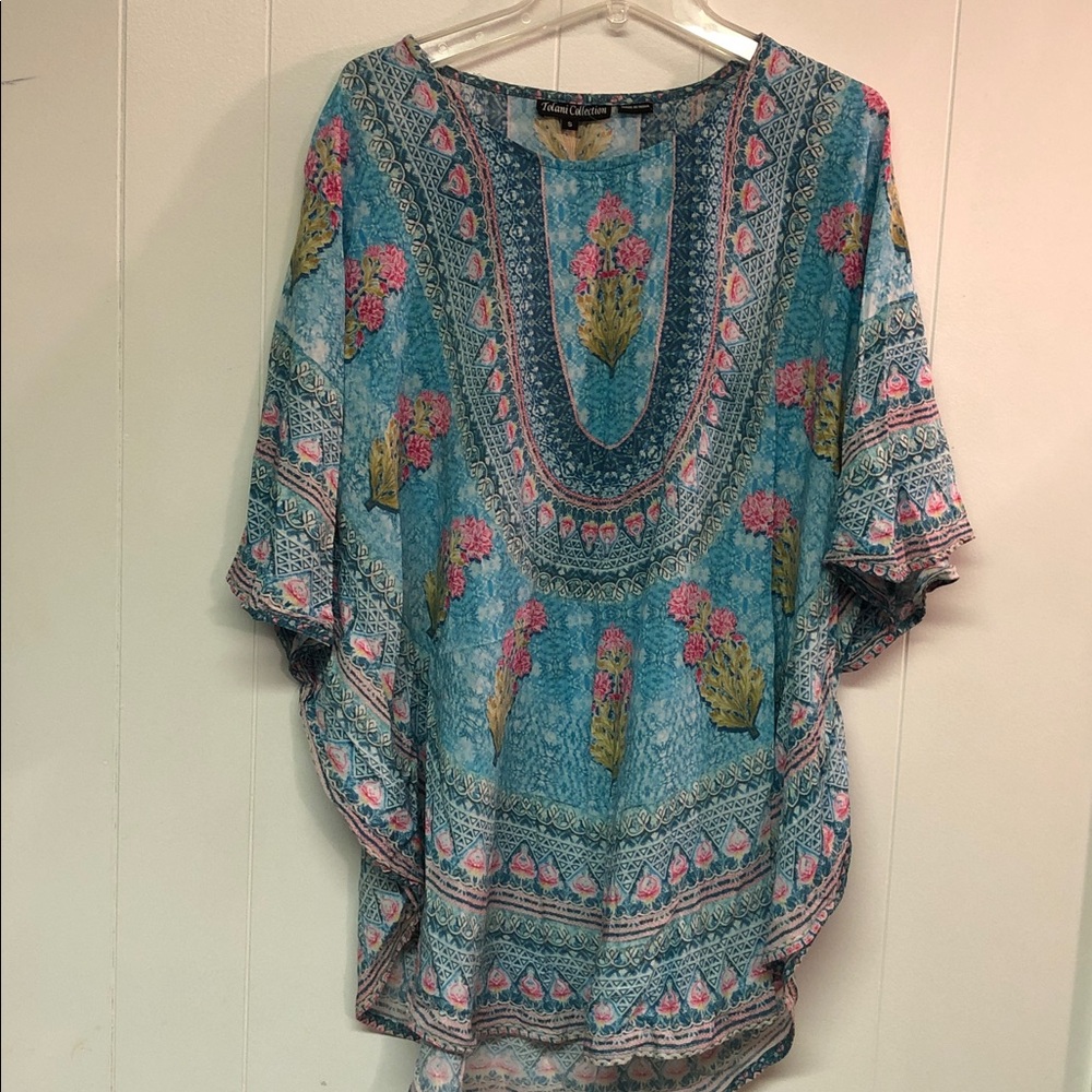 Tolani Blue and Pink Floral Tunic
